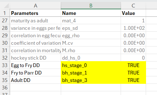Updated life cycle profile file for a non-anadromous population with several density-dependent functions added